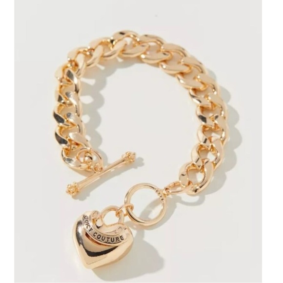 Juicy Couture Retro Y2K Chunky Heart Toggle Bracelet Gold NWT Urban Outfitters - Picture 1 of 11